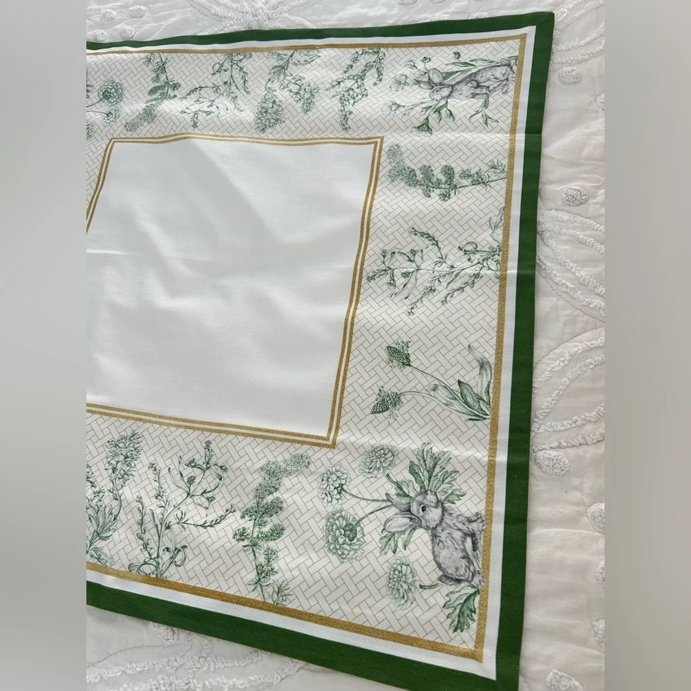 Williams Sonoma Garden Lattice Napkins X3 Green With Bunnies, Easter,replacement